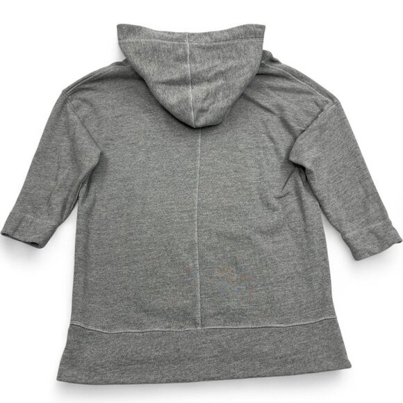 James Perse Gray Hooded Hoodie Sweatshirt 3/4 Sleeve Pullover Pockets Women's 4 - Picture 9 of 9
